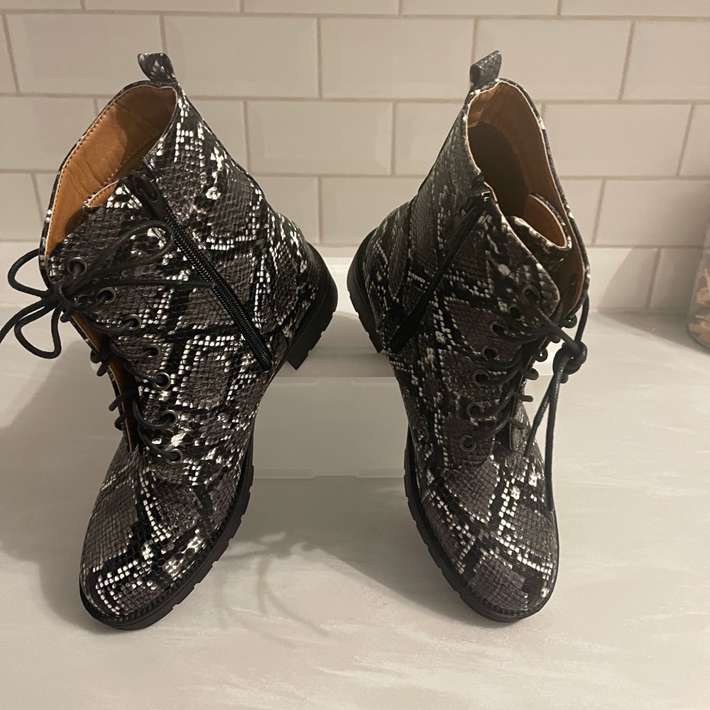 Coconuts By Matisse Finch Snake Print Combat Boot… - image 3